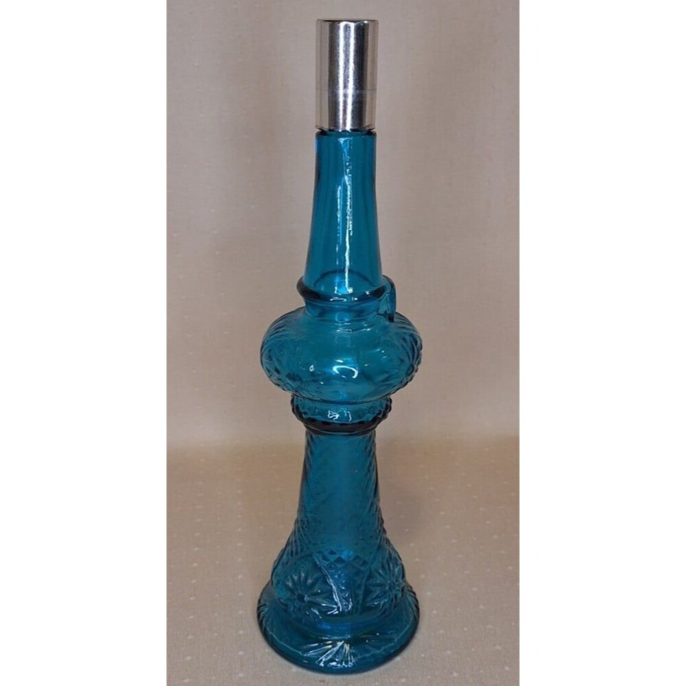 Vintage Avon Collectible Bottle Moonwind Cologone 6oz Turquoise Blue 10"